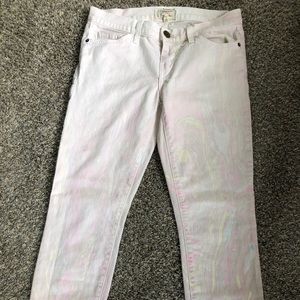 Iridescent colored skinny jeans